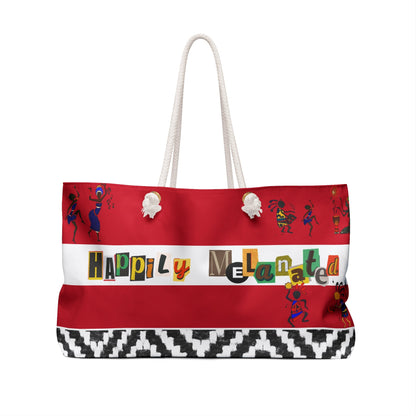 Handcrafted Ethnic Music Art Weekender Bag - Oversized, Durable Tote with Rope Handles