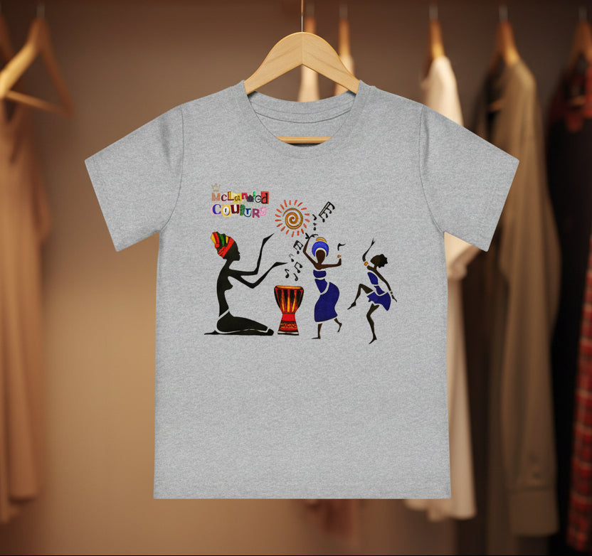 Afro Music Art Kids T-Shirt, Handcrafted Tee for Children, Kid's Graphic Tee