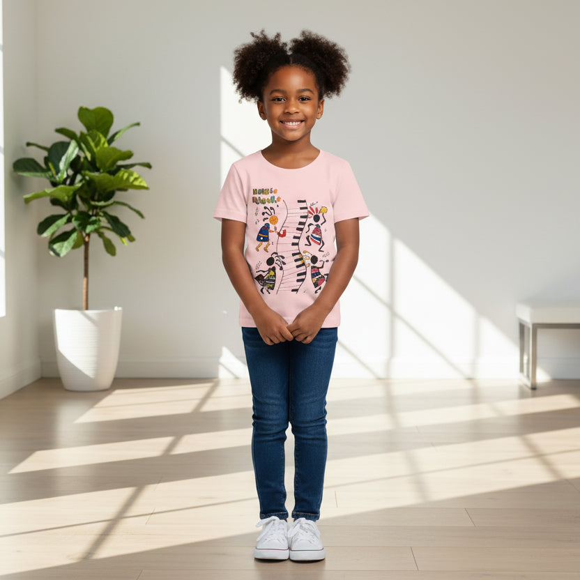 Afro Music Art Kids T-Shirt, Handcrafted Tee for Children, Kid's Graphic Tee, Ethnic Design Shirt, Youth Shirt with African Inspired Print