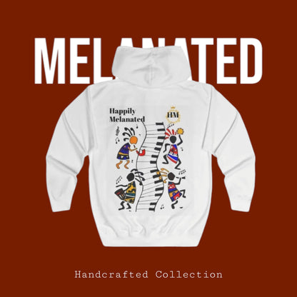 Hand-Drawn Afro Music Graphic Full Zip Hoodie, Unisex Streetwear for All