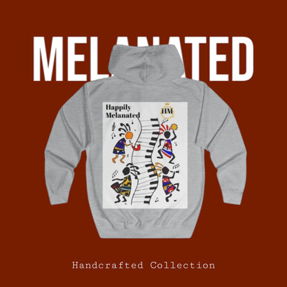 Hand-Drawn Afro Music Graphic Full Zip Hoodie, Unisex Streetwear for All