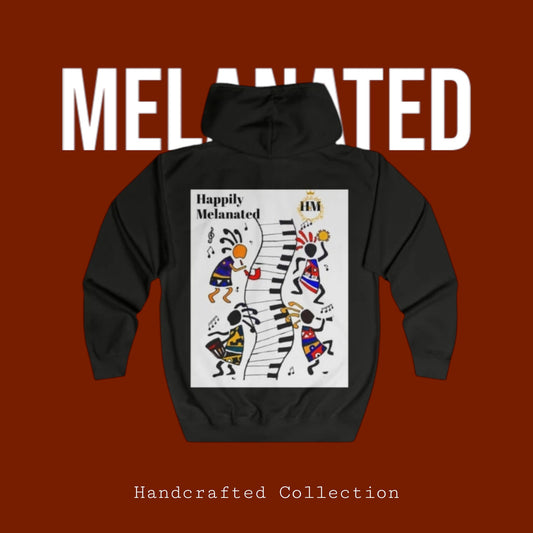 Hand-Drawn Afro Music Graphic Full Zip Hoodie, Unisex Streetwear for All