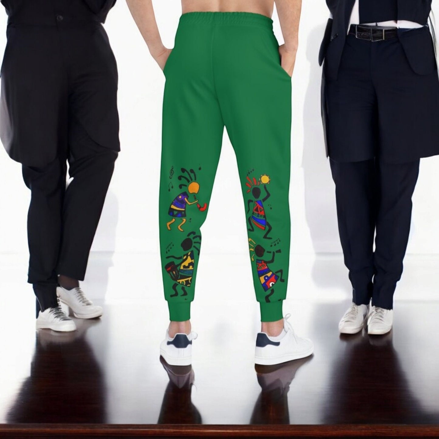 Afro Music Cartoon Art Unisex Athletic Joggers, Handcrafted Jogger Pants, Workout Sweatpants