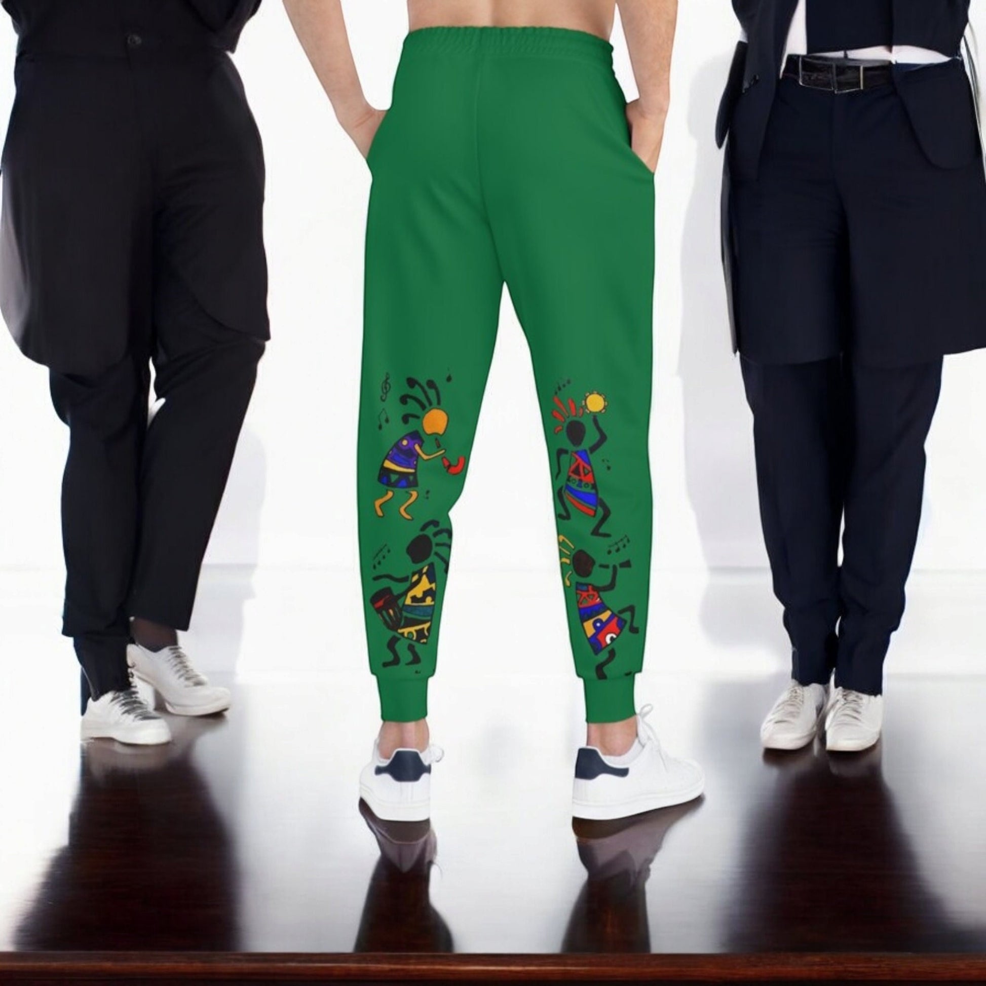 Afro Music Cartoon Art Unisex Athletic Joggers, Handcrafted Jogger Pants, Workout Sweatpants