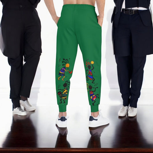 Afro Music Cartoon Art Unisex Athletic Joggers, Handcrafted Jogger Pants, Workout Sweatpants