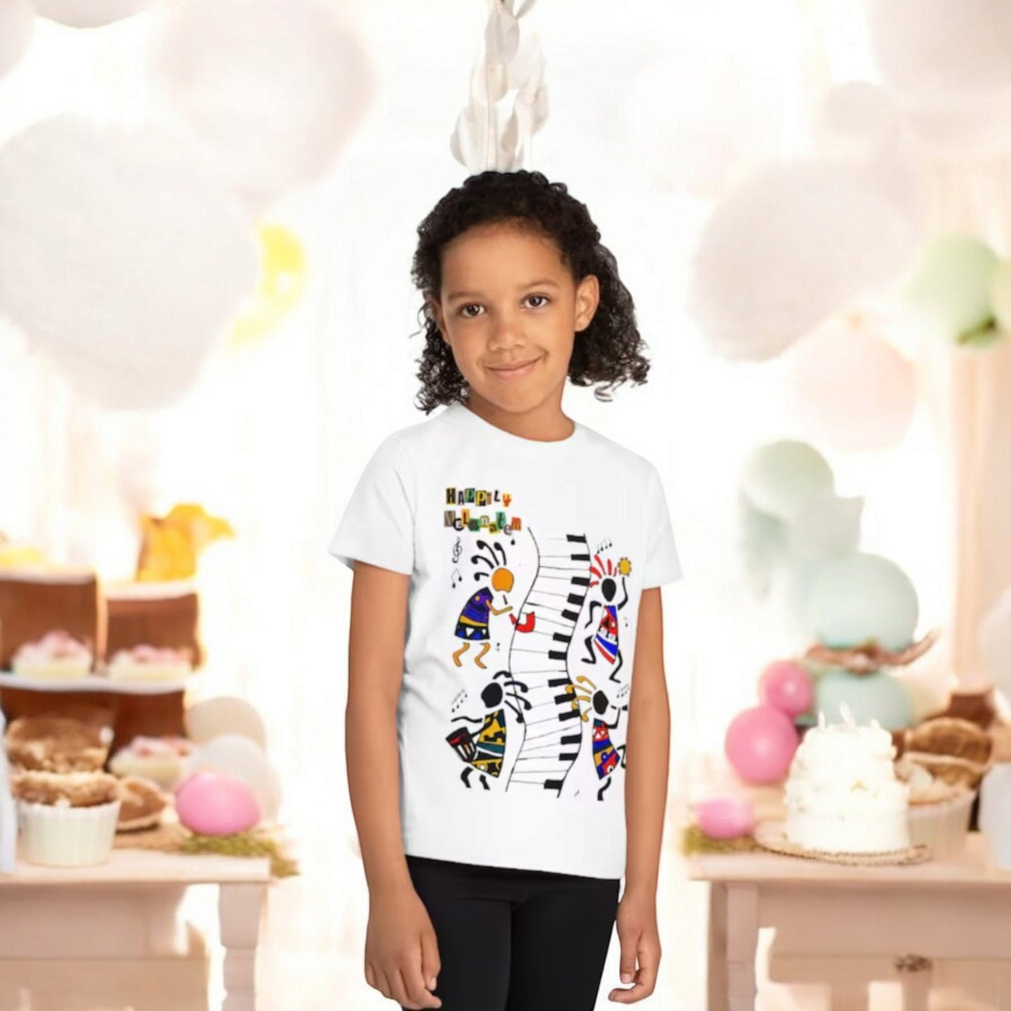 Afro Music Art Kids T-Shirt, Handcrafted Tee for Children, Kid's Graphic Tee, Ethnic Design Shirt, Youth Shirt with African Inspired Print