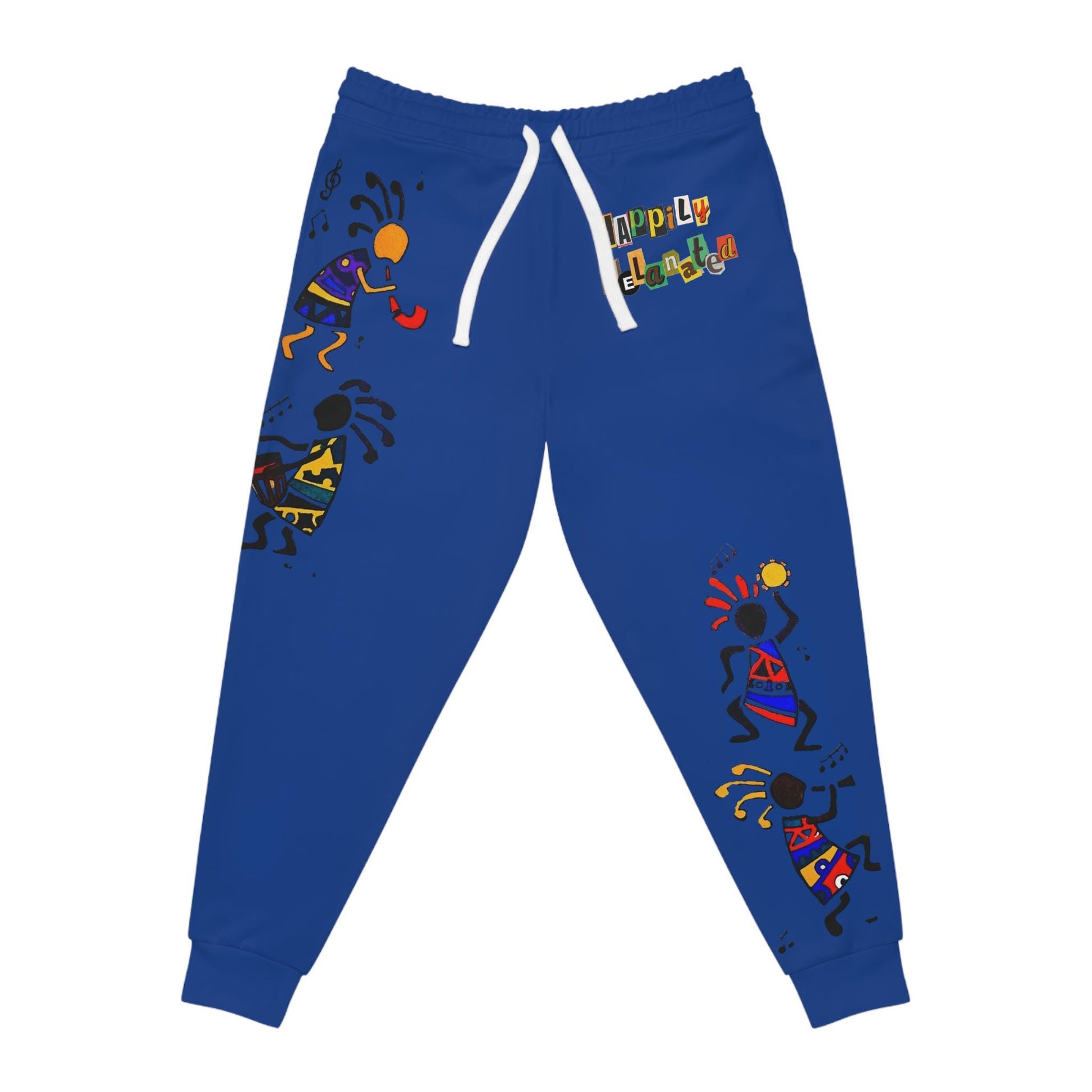 Afro Music Cartoon Art Unisex Athletic Joggers, Handcrafted Jogger Pants
