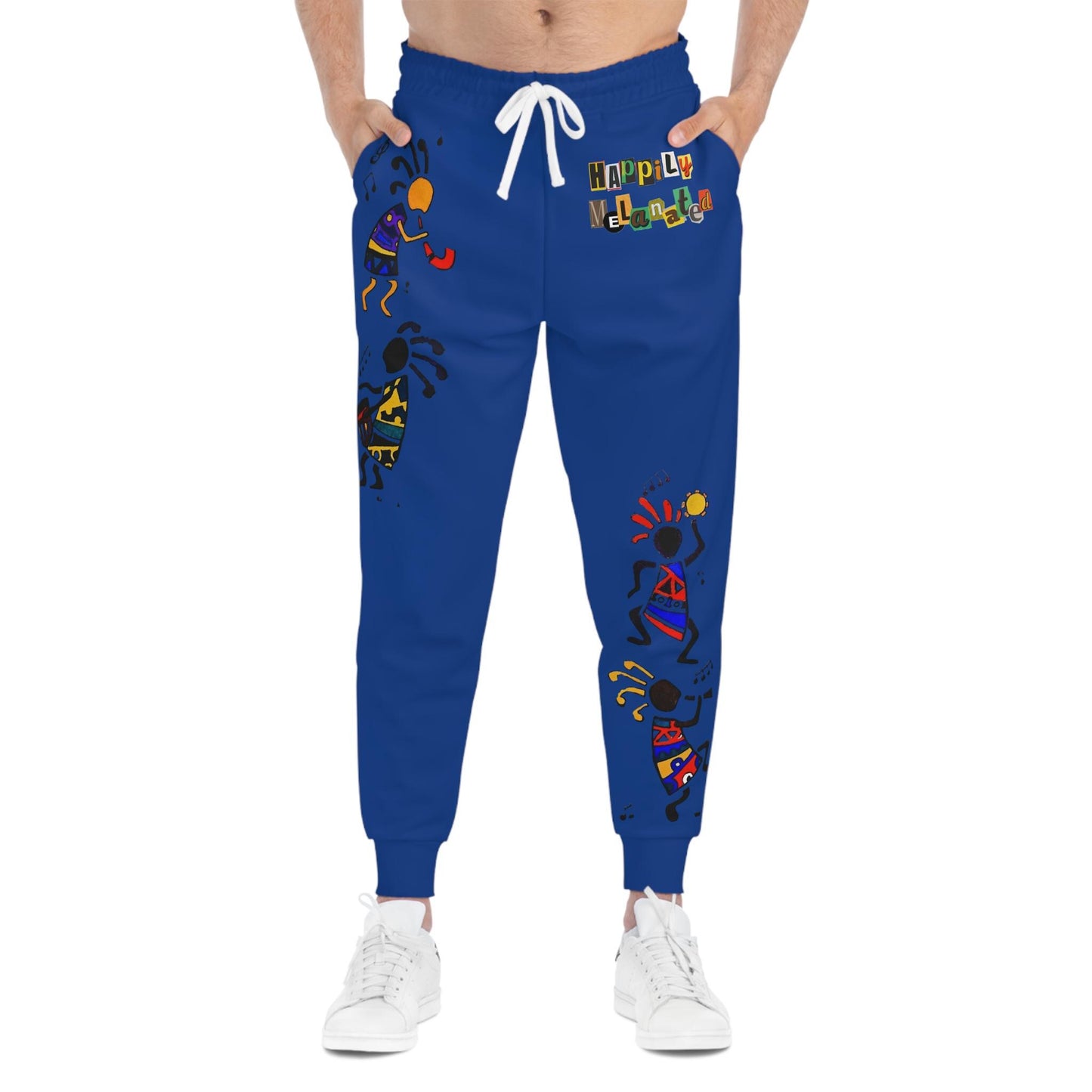 Afro Music Cartoon Art Unisex Athletic Joggers, Handcrafted Jogger Pants