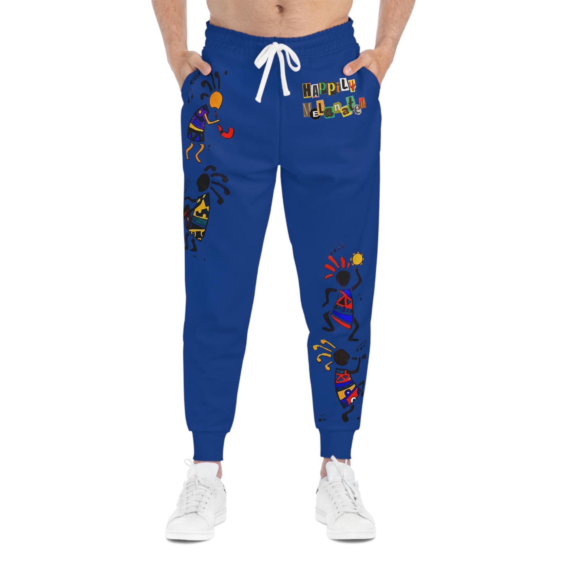 Afro Music Cartoon Art Unisex Athletic Joggers, Handcrafted Jogger Pants