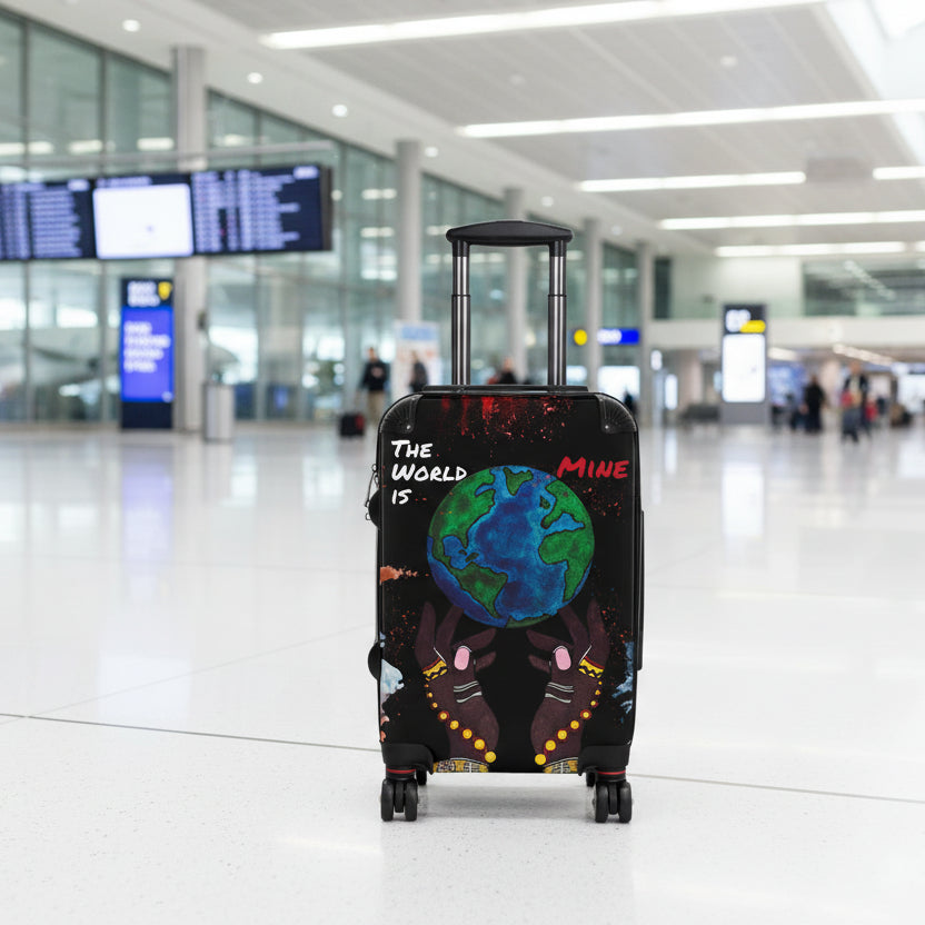 Handcrafted Afro Galactic Art Suitcase, Travel Luggage, African Inspired Carry-On Bag