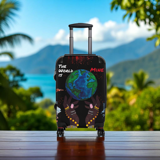 Handcrafted Afro Galactic Art Suitcase, Travel Luggage, African Inspired Carry-On Bag