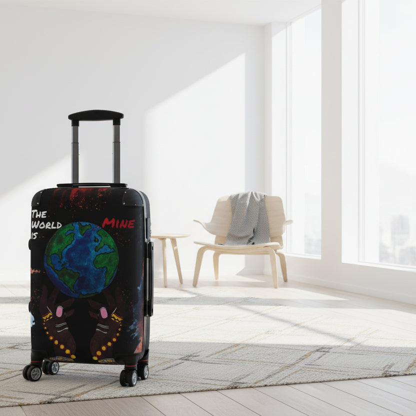 Handcrafted Afro Galactic Art Suitcase, Travel Luggage, African Inspired Carry-On Bag