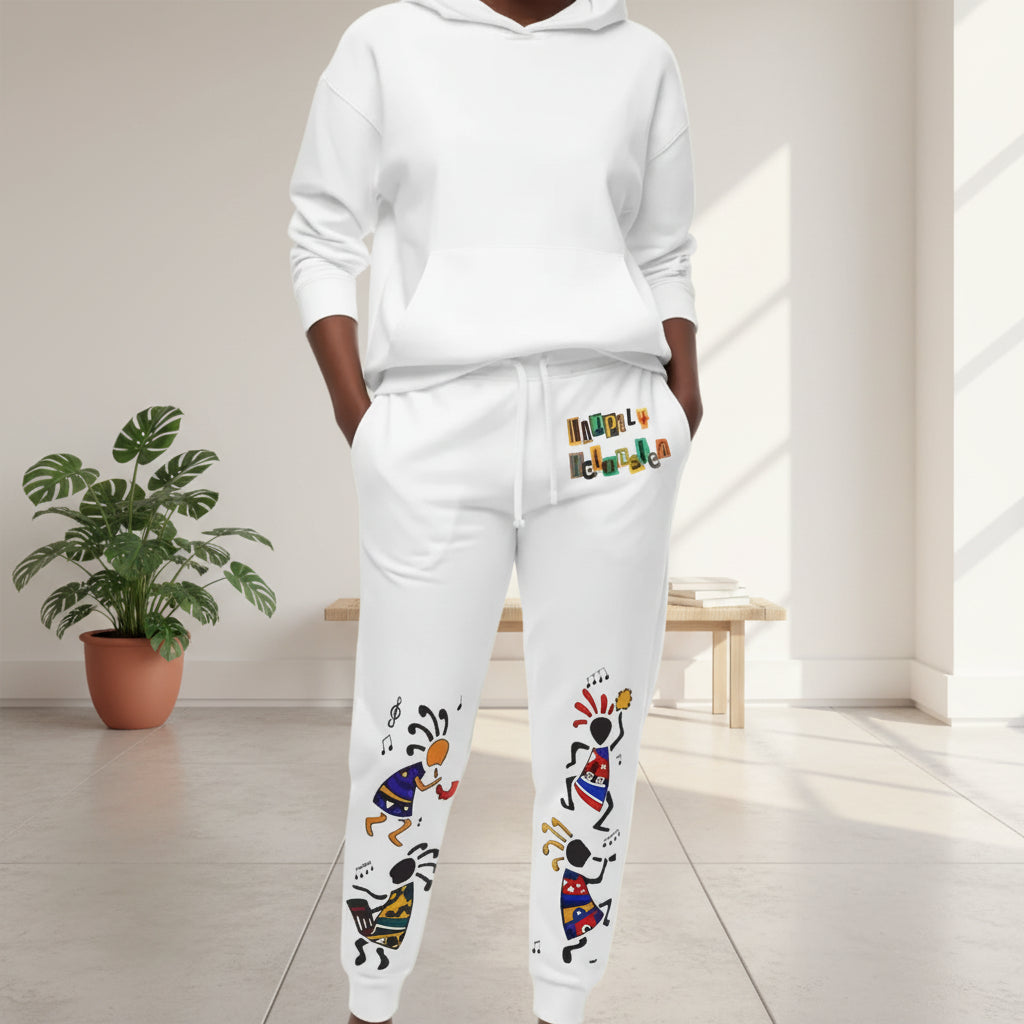 Handcrafted Afro Music Cartoon Art Athletic Joggers, Unisex Sweatpants