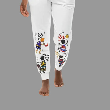 Handcrafted Afro Music Cartoon Art Athletic Joggers, Unisex Sweatpants