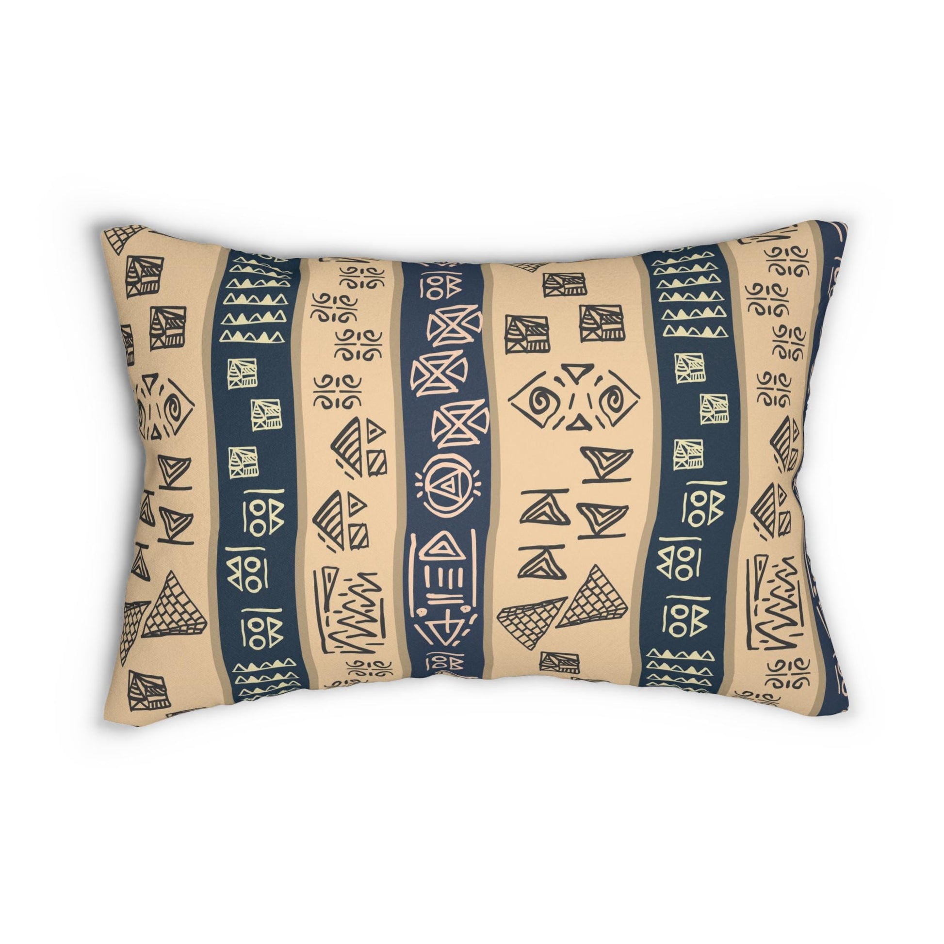 Tribal Spun Polyester Pillow, Decorative Cushion, Boho Throw Pillow, Ethnic Pattern Lumbar Pillow