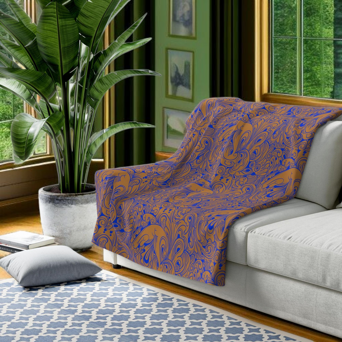Cozy Floral Sherpa Fleece Blanket - Warm Plush Throw, Floral Pattern, Snuggle Blanket Printify