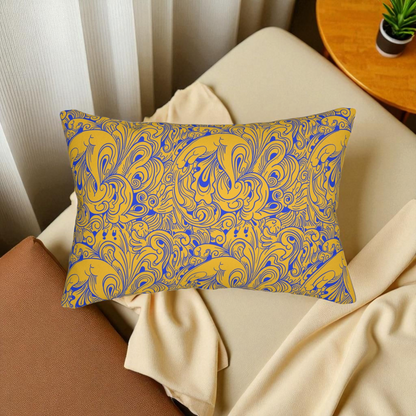 Floral Spun Polyester Pillow, Home Decor Cushion, Botanical Lumbar Throw