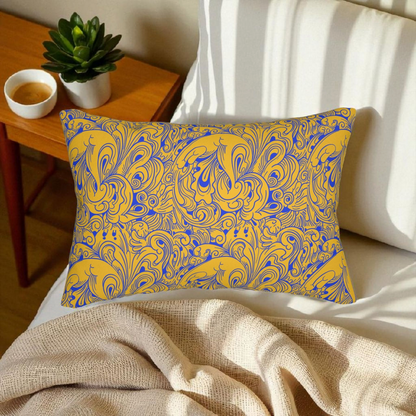 Floral Spun Polyester Pillow, Home Decor Cushion, Botanical Lumbar Throw