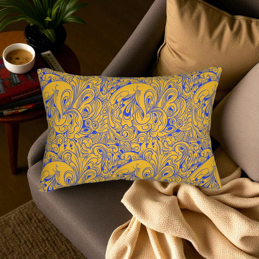 Floral Spun Polyester Pillow, Home Decor Cushion, Botanical Lumbar Throw