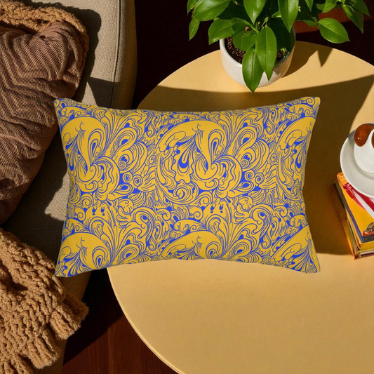 Floral Spun Polyester Pillow, Home Decor Cushion, Botanical Lumbar Throw