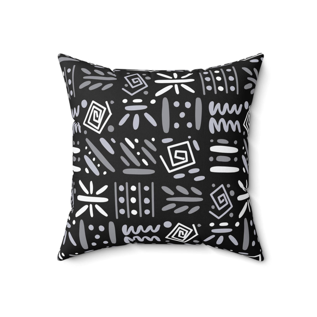 Boho Aztec Tribal Pattern Square Pillow - Double Sided Print Hidden Zipper