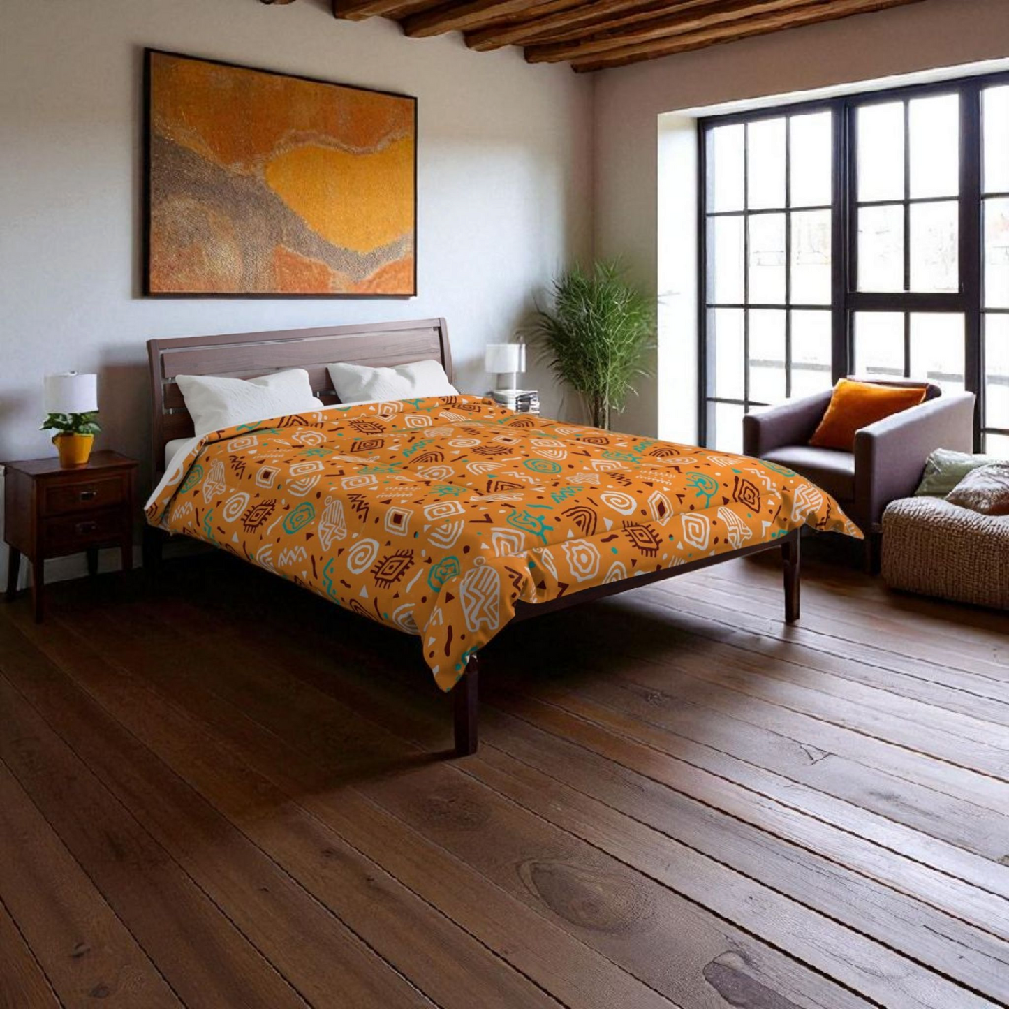 African Patterned Boho Comforter Warm and Cozy Premium Quality Bedding