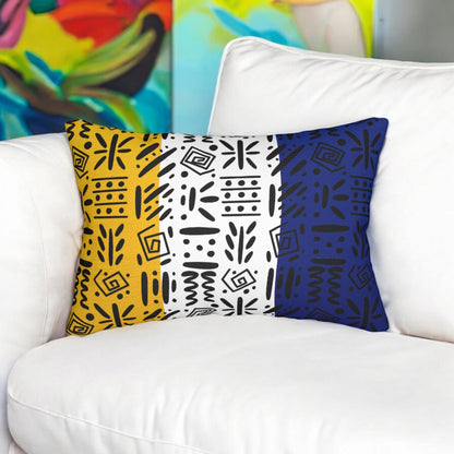 Boho Spun Polyester Lumbar Pillow with Tribal Pattern Water-resistant Hidden Zipper