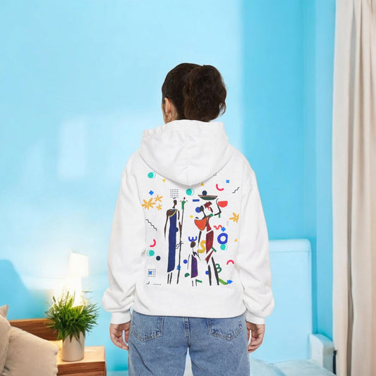 Ethnic Family Doodle Unisex Graphic Hoodie, Handcrafted Design, Unique Family Art
