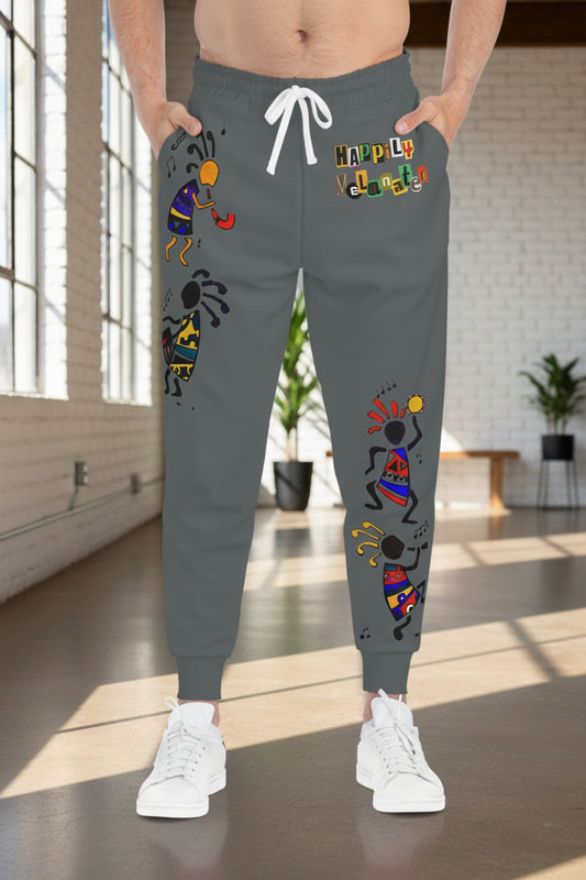 Afro Music Cartoon Art Unisex Athletic Joggers, Handcrafted Jogger Pants, Workout Sweatpants