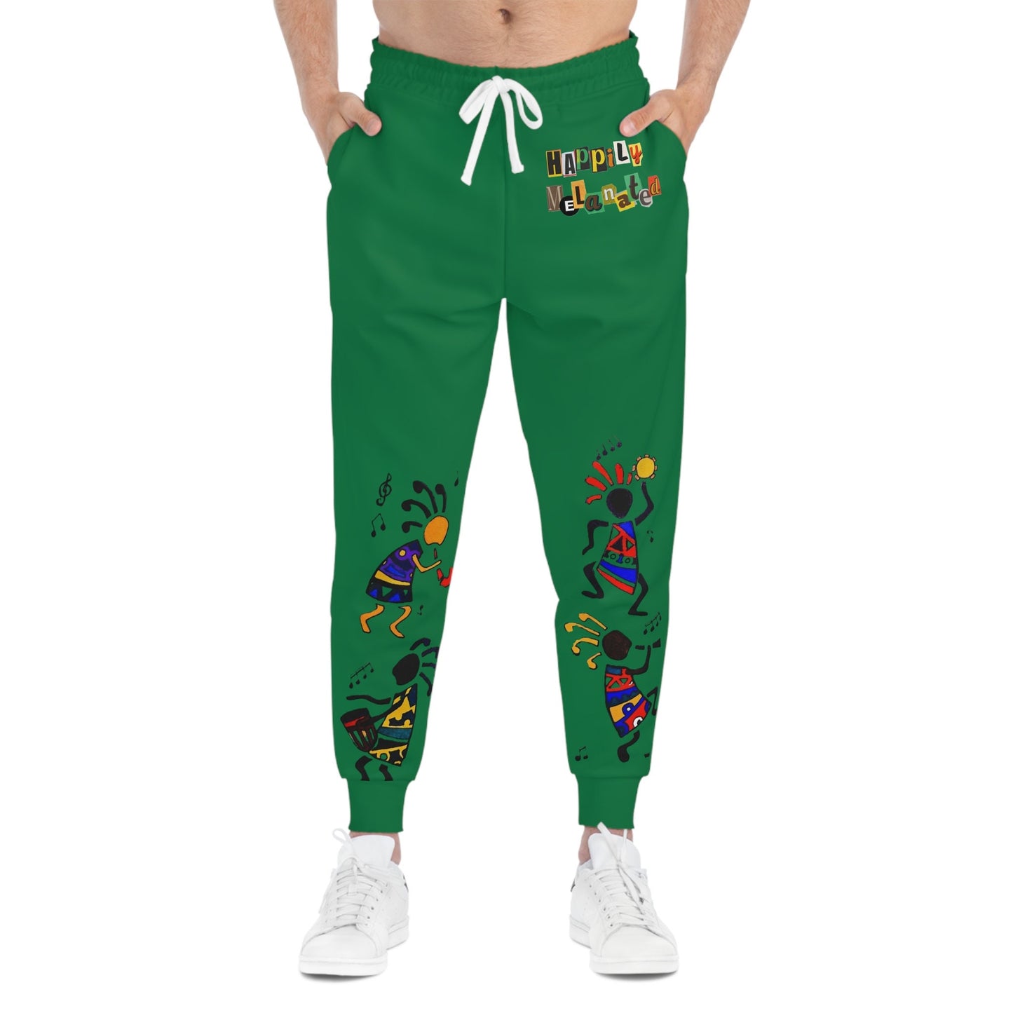 Afro Music Cartoon Art Unisex Athletic Joggers, Handcrafted Jogger Pants, Workout Sweatpants