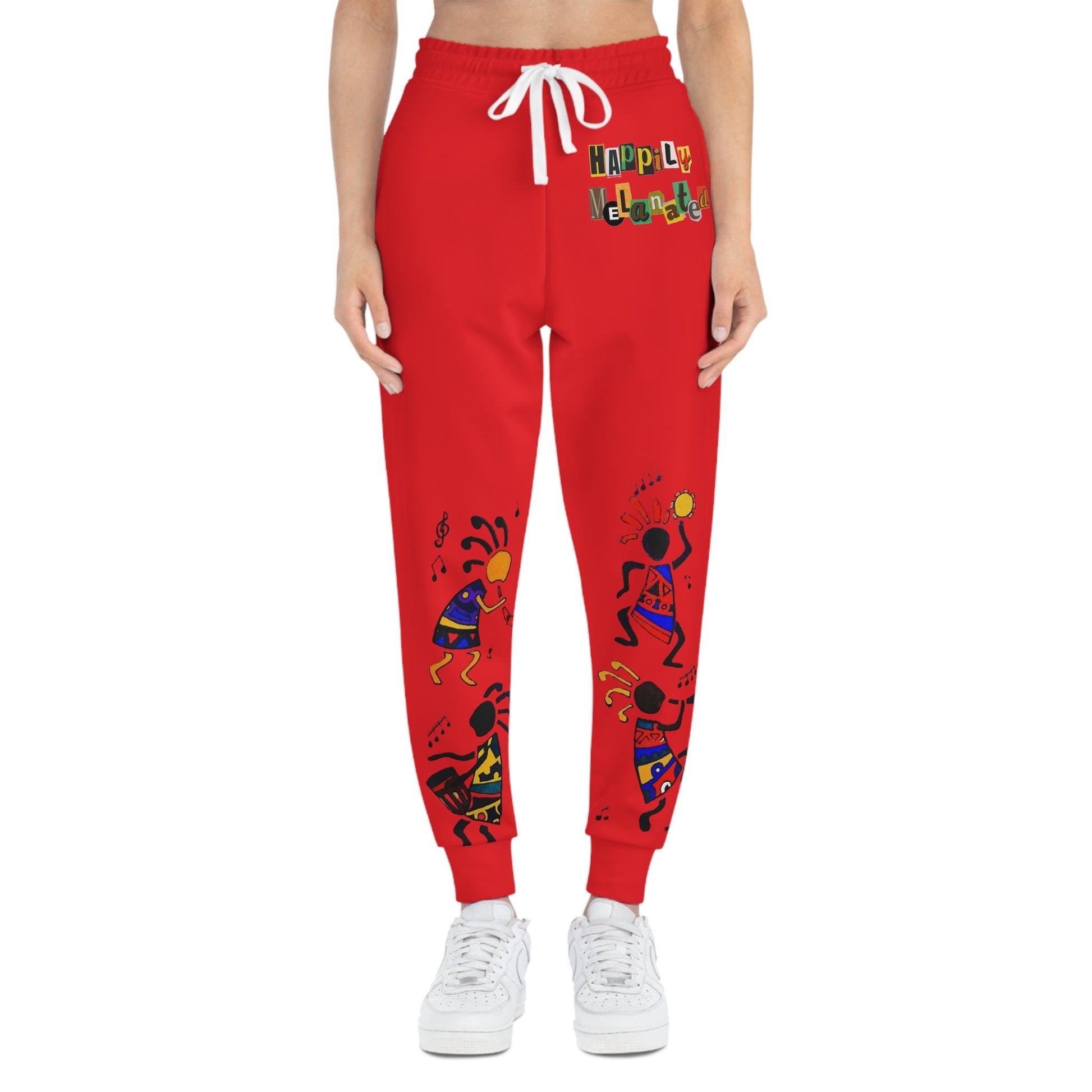 Afro Music Cartoon Art Unisex Athletic Joggers, Handcrafted Jogger Pants, Music Lover Gift