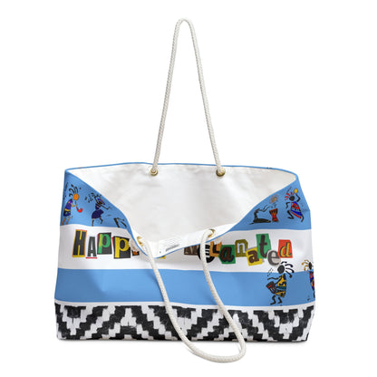 Handcrafted Ethnic Music Art Weekender Bag - Oversized, Durable Tote with Rope Handles