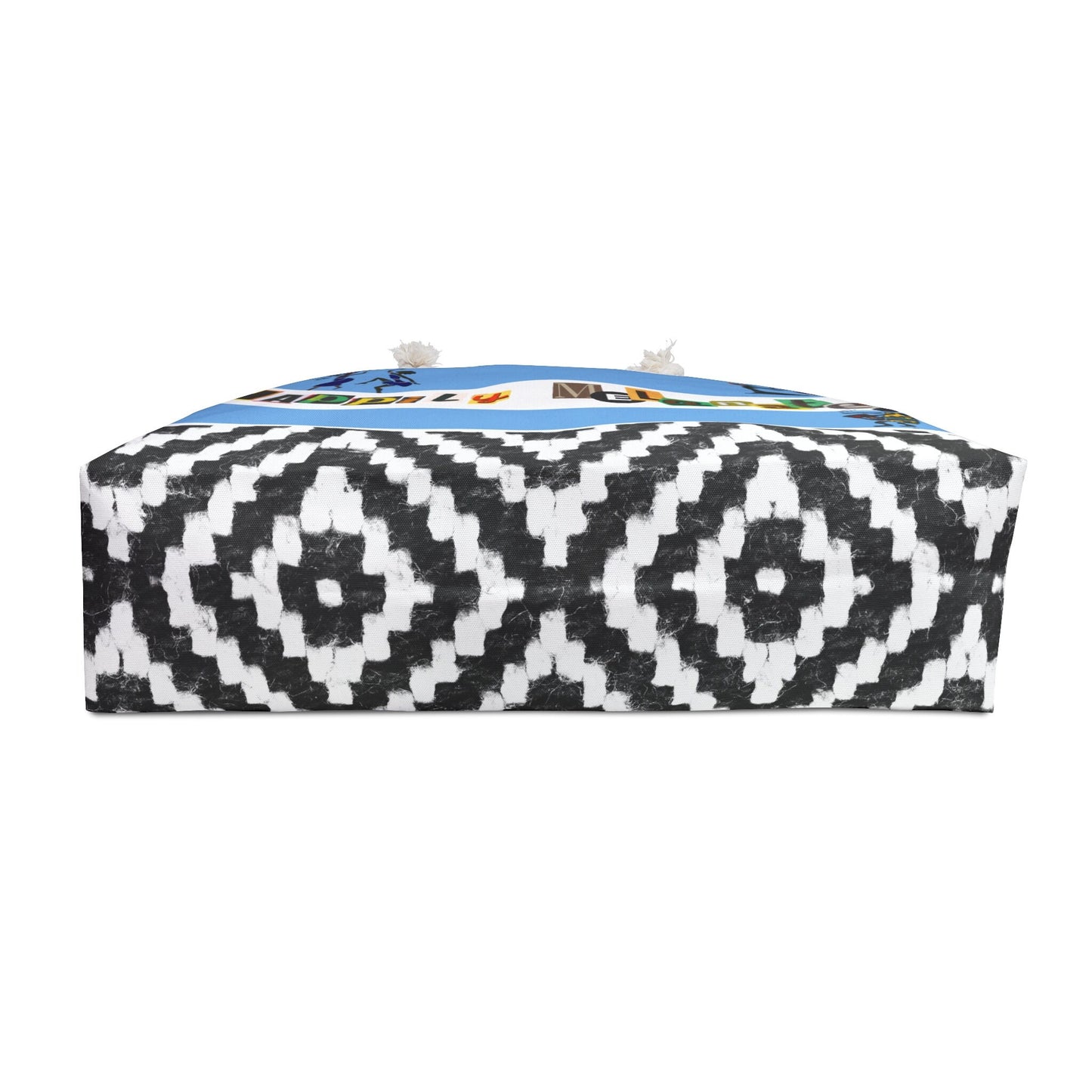 Handcrafted Ethnic Music Art Weekender Bag - Oversized, Durable Tote with Rope Handles