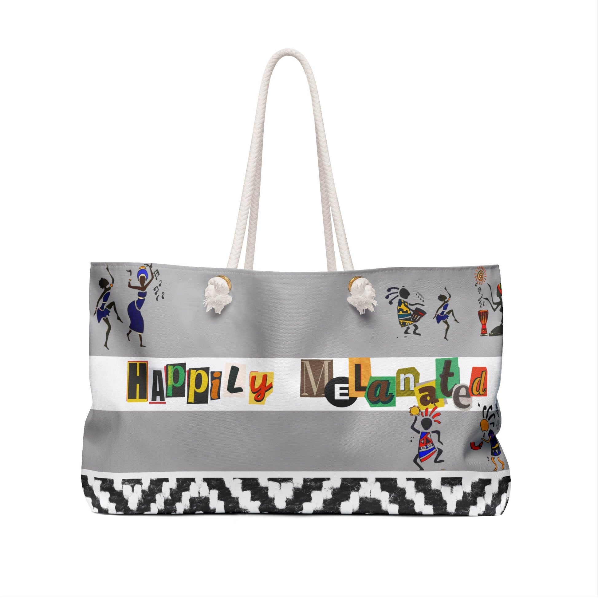 Ethnic Music Art Weekender Bag - Oversized, Durable Tote with Rope Handles for Beach
