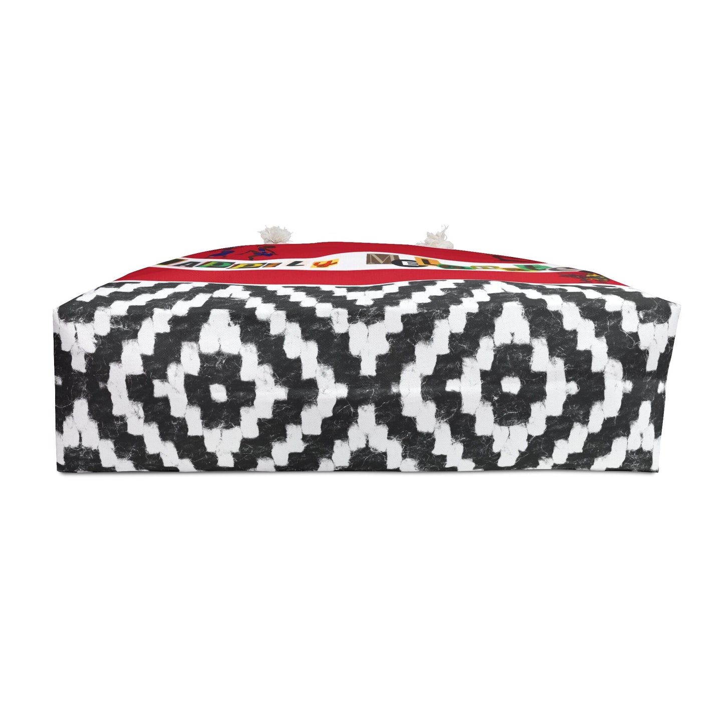 Handcrafted Ethnic Music Art Weekender Bag - Oversized, Durable Tote with Rope Handles