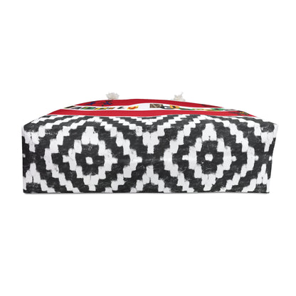 Handcrafted Ethnic Music Art Weekender Bag - Oversized, Durable Tote with Rope Handles