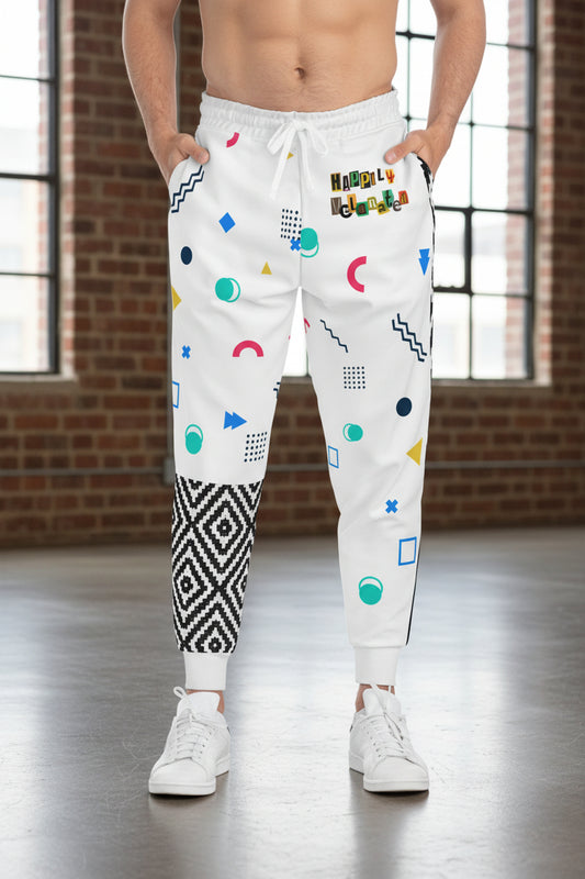 Handcrafted Aztec Pattern Unisex Athletic Joggers, Comfy Aztec Workout Pants