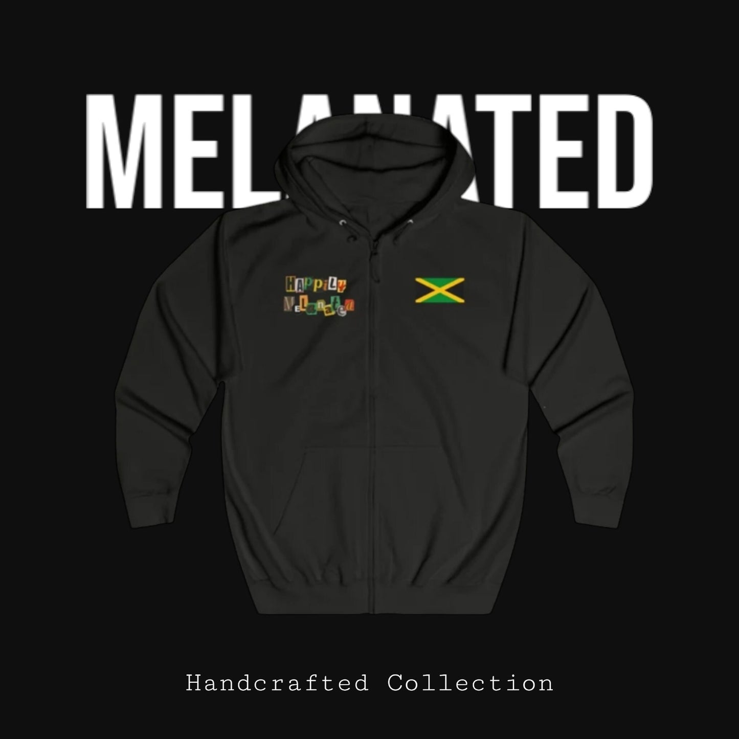 Unisex Graphic Hoodie with Hand Drawn Jamaican Flag Art , Trendy Casual Wear