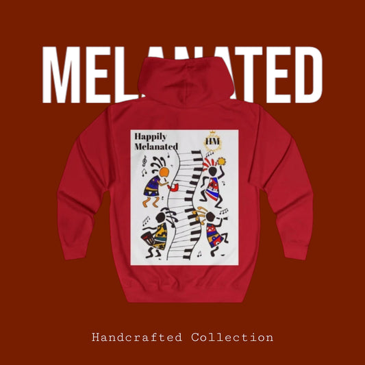 Hand-Drawn Afro Music Graphic Full Zip Hoodie, Unisex Streetwear for All