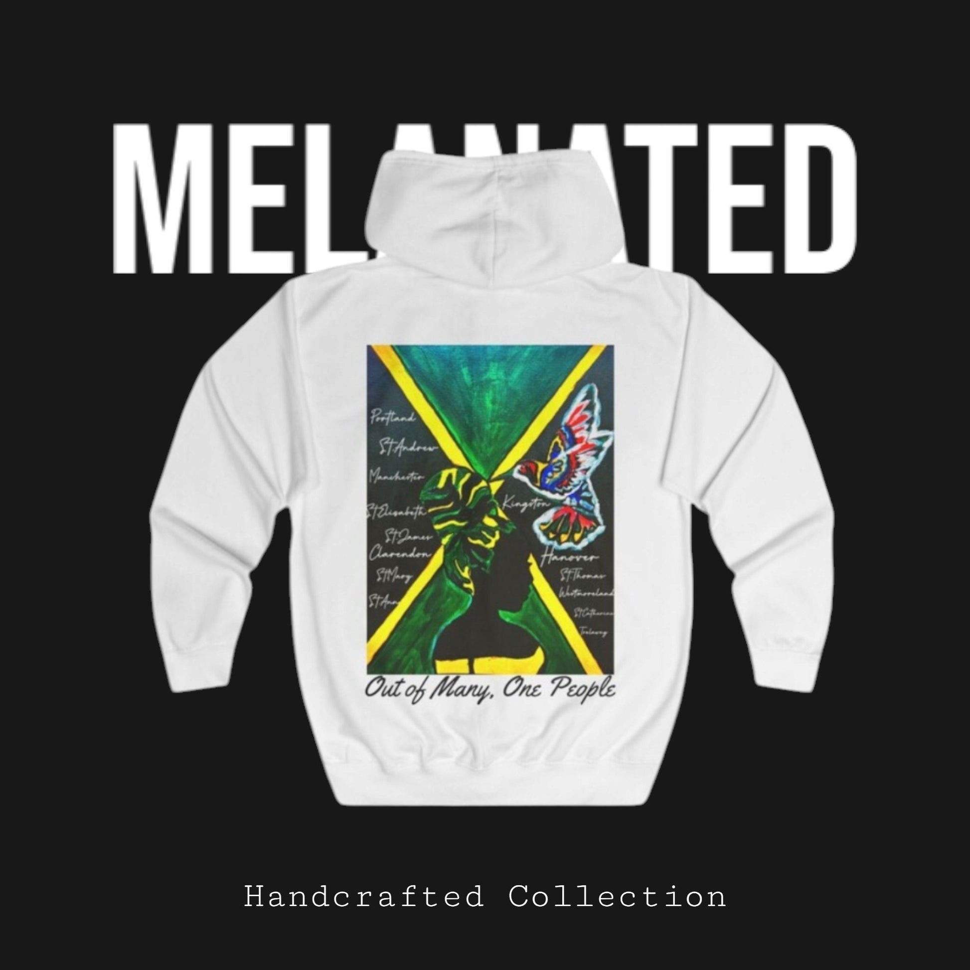 Illustrated Jamaican Woman Ethnic Streetwear Full Zip Hoodie, Jamaican Flag Colors, Unisex Hooded Sweatshirt, Rasta Jacket, Reggae Apparel,