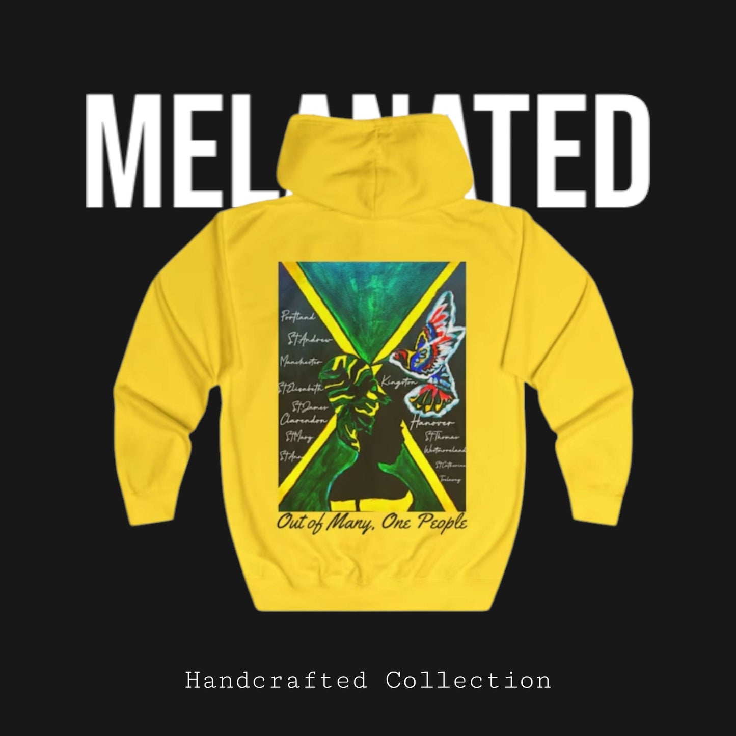 Illustrated Jamaican Woman Ethnic Streetwear Full Zip Hoodie, Jamaican Flag Colors, Unisex Hooded Sweatshirt, Rasta Jacket, Reggae Apparel,