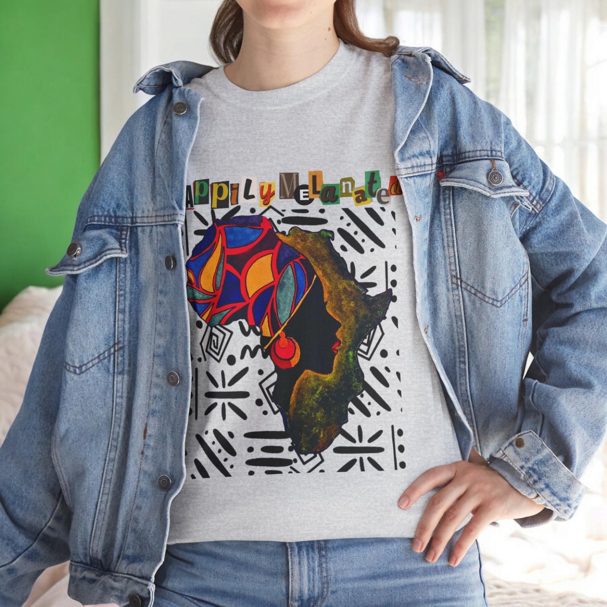 African Continent Graphic Tee, Unisex Heavy Cotton T-Shirt, Handcrafted Ethnic Design
