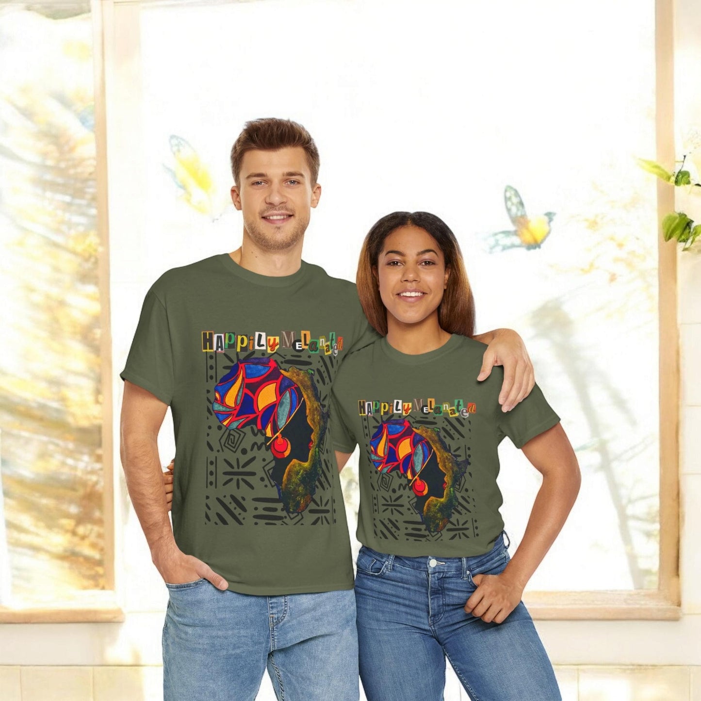 African Continent Graphic Tee, Unisex Heavy Cotton T-Shirt, Handcrafted Ethnic Design
