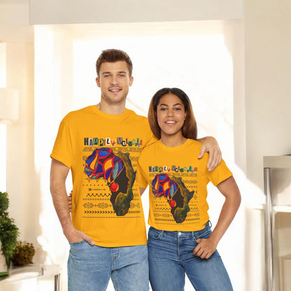 African Continent Graphic Tee, Unisex Heavy Cotton T-Shirt, Handcrafted Ethnic Design