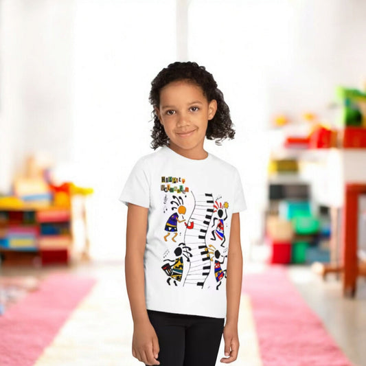 Afro Music Art Kids T-Shirt, Handcrafted Tee for Children, Kid's Graphic Tee, Ethnic Design Shirt, Youth Shirt with African Inspired Print