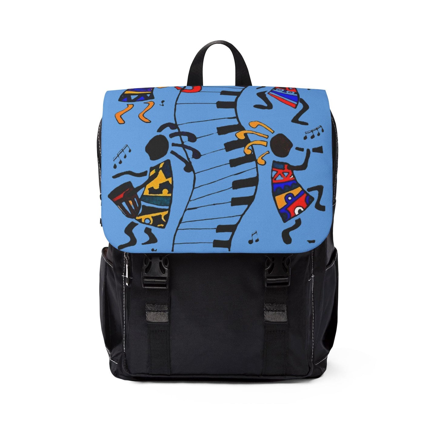 Afro Music Cartoon Backpack, Handcrafted Unisex Shoulder Bag for Casual Use