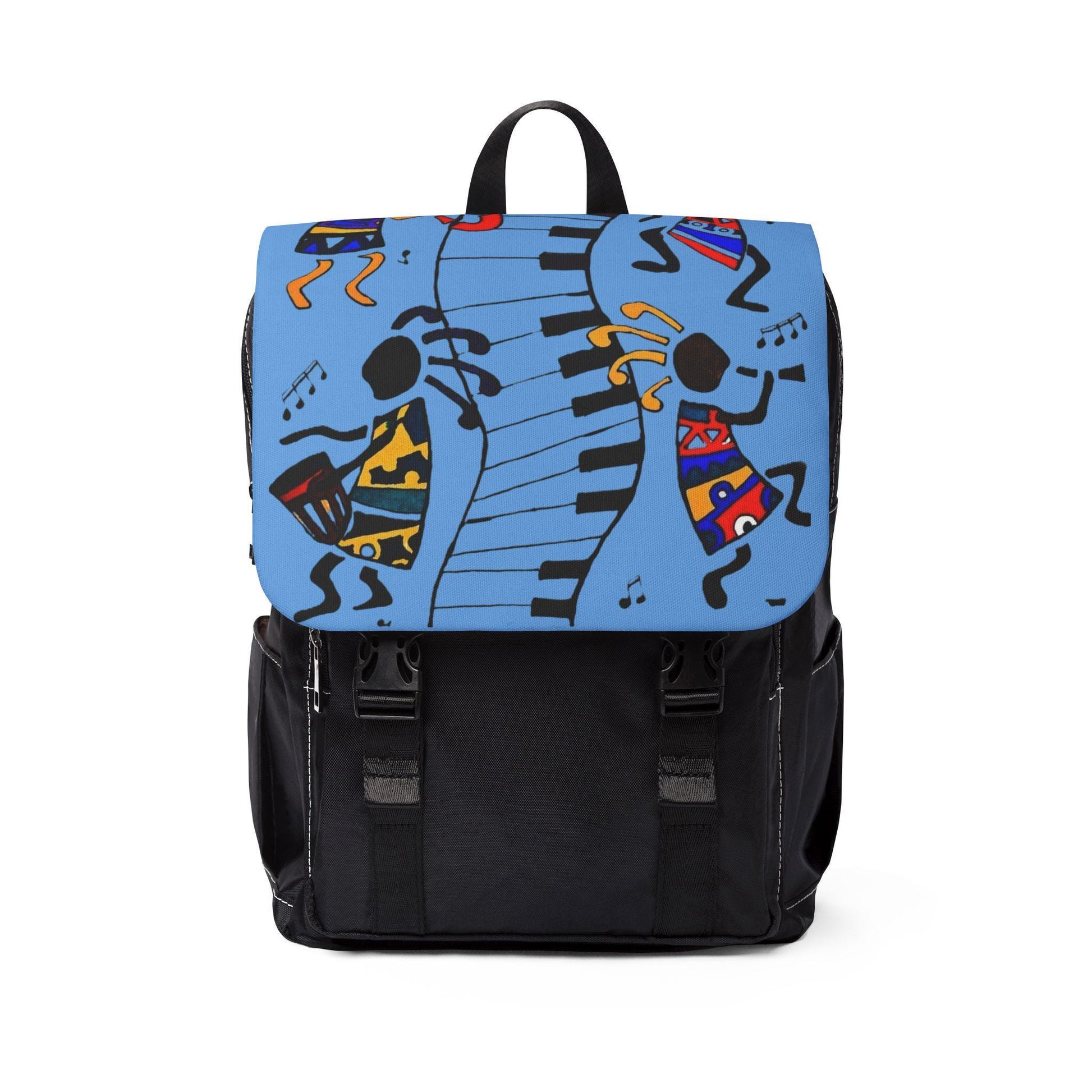 Afro Music Cartoon Backpack, Handcrafted Unisex Shoulder Bag for Casual Use