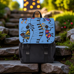 Afro Music Cartoon Backpack, Handcrafted Unisex Shoulder Bag for Casual Use Printify