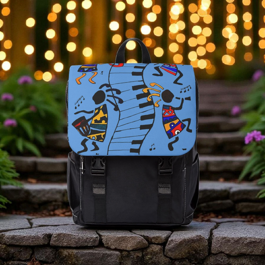 Afro Music Cartoon Backpack, Handcrafted Unisex Shoulder Bag for Casual Use
