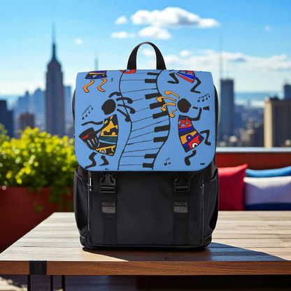 Afro Music Cartoon Backpack, Handcrafted Unisex Shoulder Bag for Casual Use